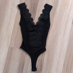 Lulu's Black Lace Bodysuit